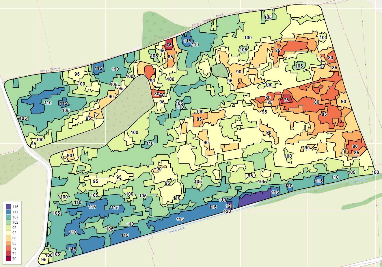 Obr. 2 - Mapa RVP - neřízená klasifikace