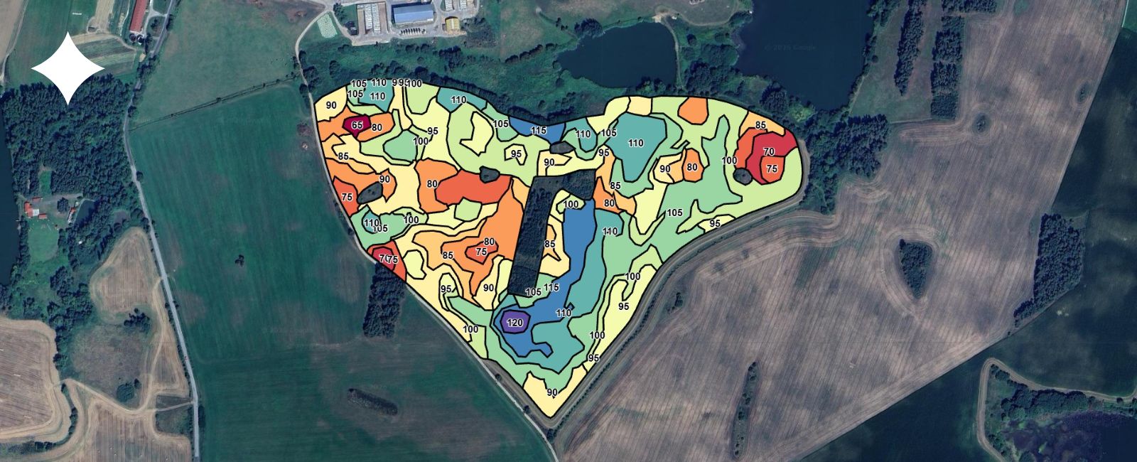 satelitní snímek polí